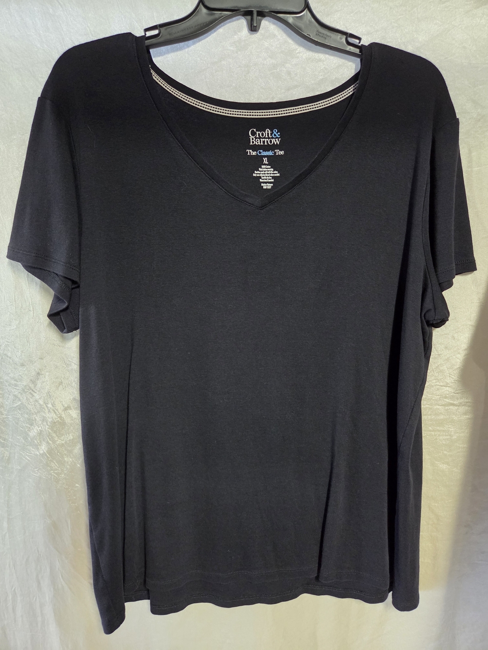 Croft & Barrow The Classic Tee V-Neck Cotton Tee in Black Size XL